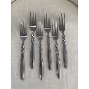 6 Reed & Barton PERTH Reba Craft Stainless Flatware 7 1/2" DINNER FORKS Japan